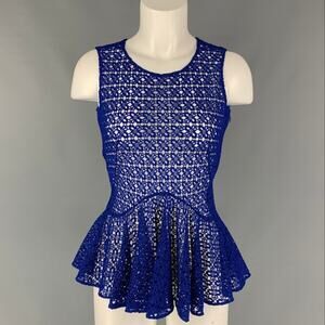 ALEXANDER MCQUEEN Size S Blue Peplum Blouse
